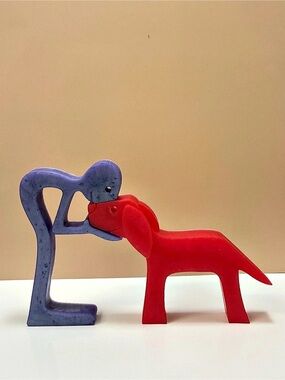 Handcrafted “Forever Friends” Interlocking Standing Dog & Person Resin Sculpture